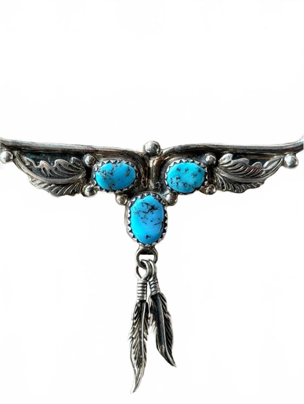 Robert Begay Navajo Sterling Turquoise Necklace Vintage - Picture 3 of 9
